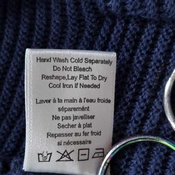 Marla Wynne Cardigan Women L Navy White 3/4 Sleeve Slouchy Mature Lagenlook Boho - Picture 13 of 16